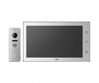 CTV-DP4102FHD комплект видеодомофона с вызывной панелью (видеодомофон белый, вызывная панель серебро) фото